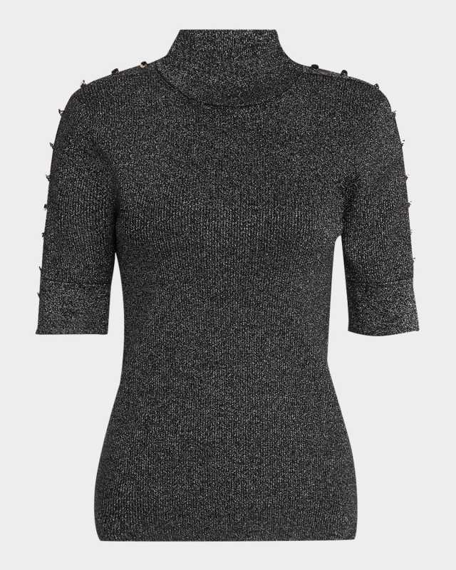 The Samantha Metallic Mock-Neck Sweat